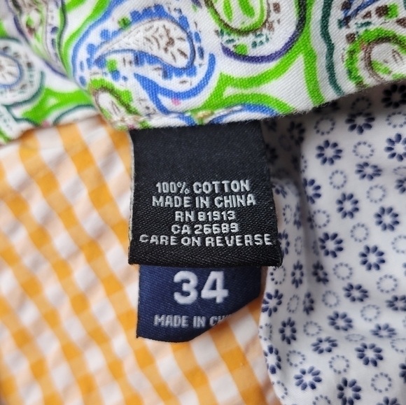 ROBERT Graham Bermuda Casual Walking Shorts Gingham Orange Cotton 34 - Picture 8 of 12